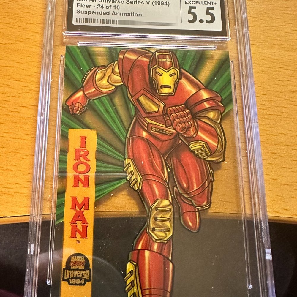 Rare 1994 Fleer Marvel Universe 5 Suspended Animation Insert #4/10 Iron Man CGC5